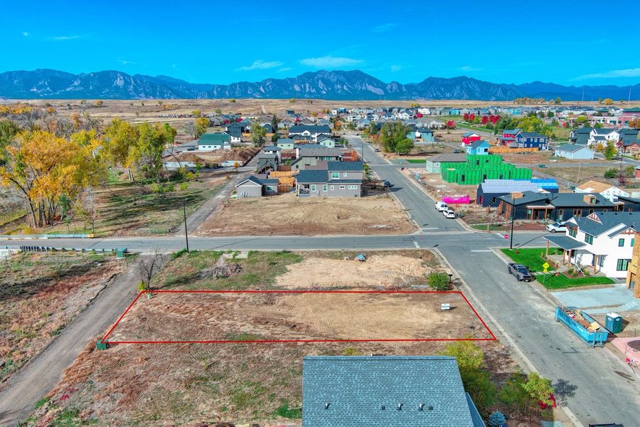 Aerial view of the buildable lot at 110 W William Street, Old Town Superior, Colorado
