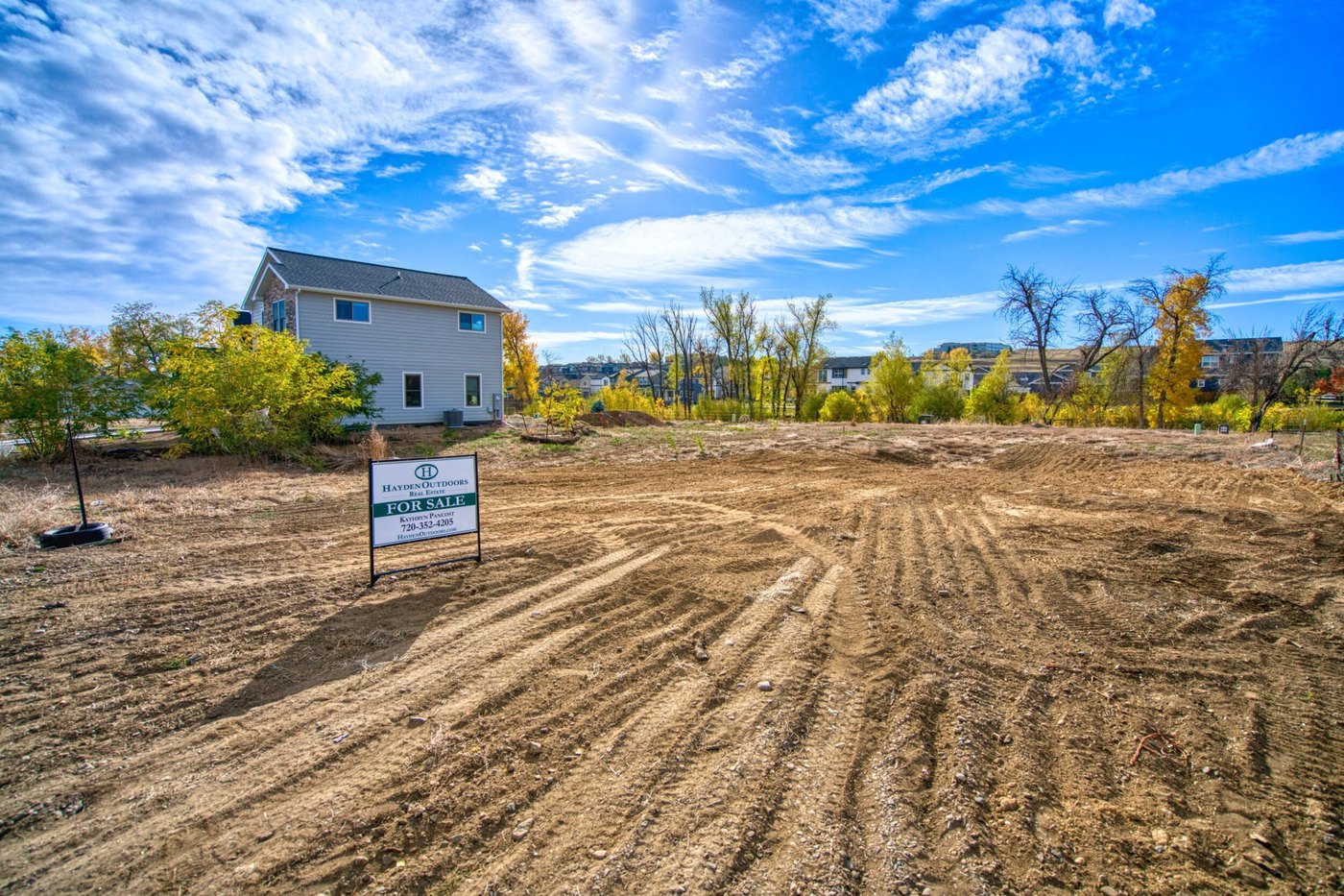 Aerial view of the buildable lot at 110 W William Street, Old Town Superior, Colorado